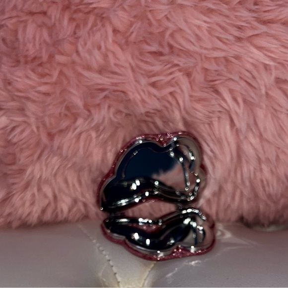 NEW Coach Pink Silver Glitter Butterfly Compact Dual Sided Mirror - Picture 8 of 16